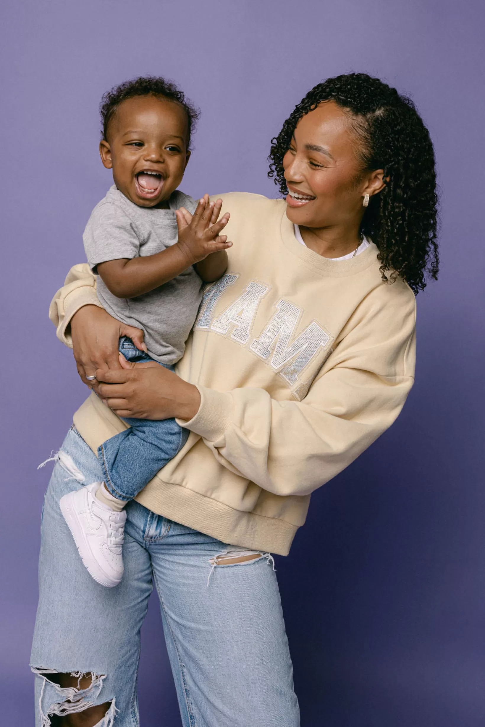 New Queen of Sparkles 'Mama' Sweatshirt Beige