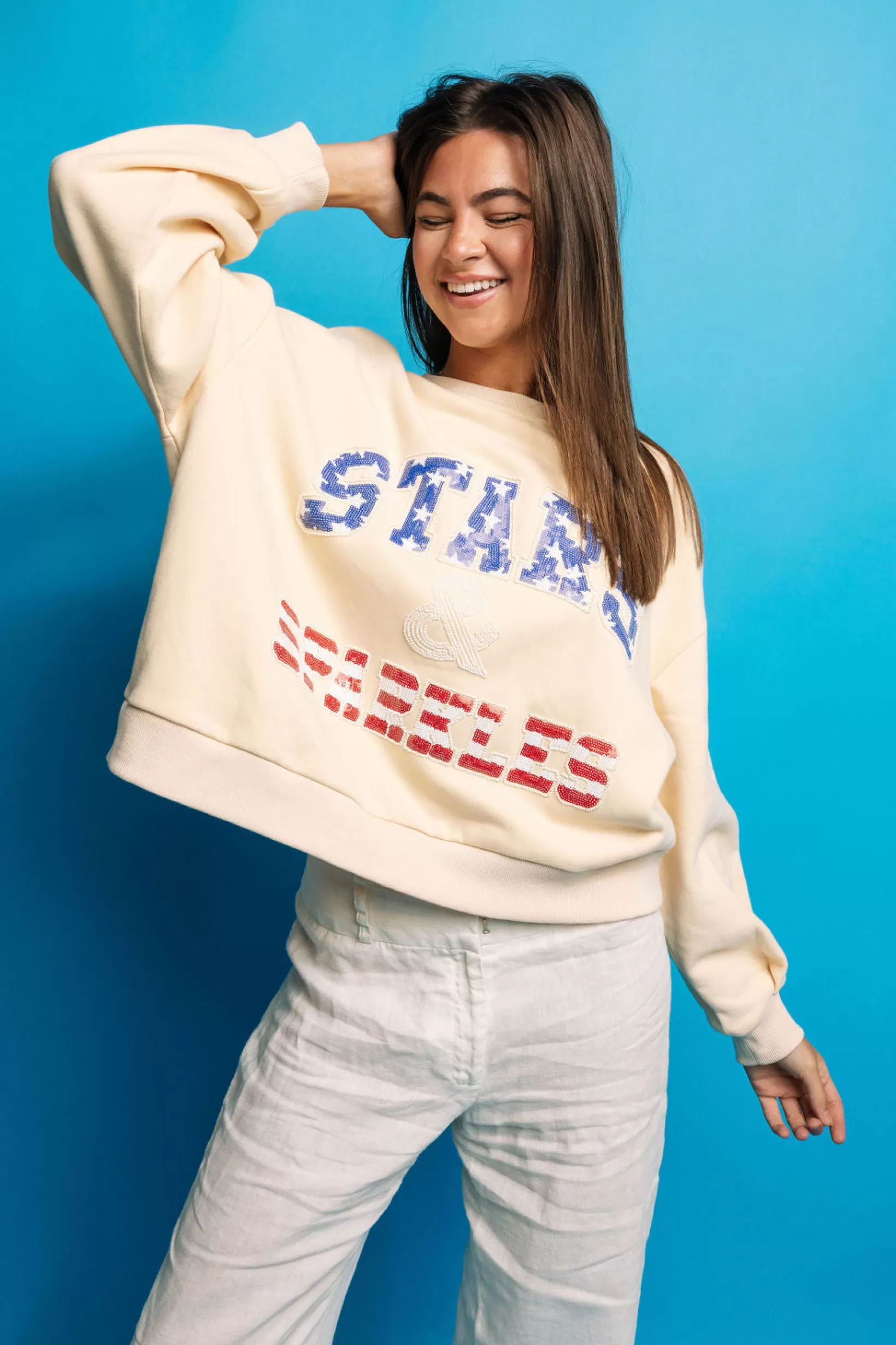 Cheap Queen of Sparkles 'Stars & Sparkles' Sweatshirt Beige