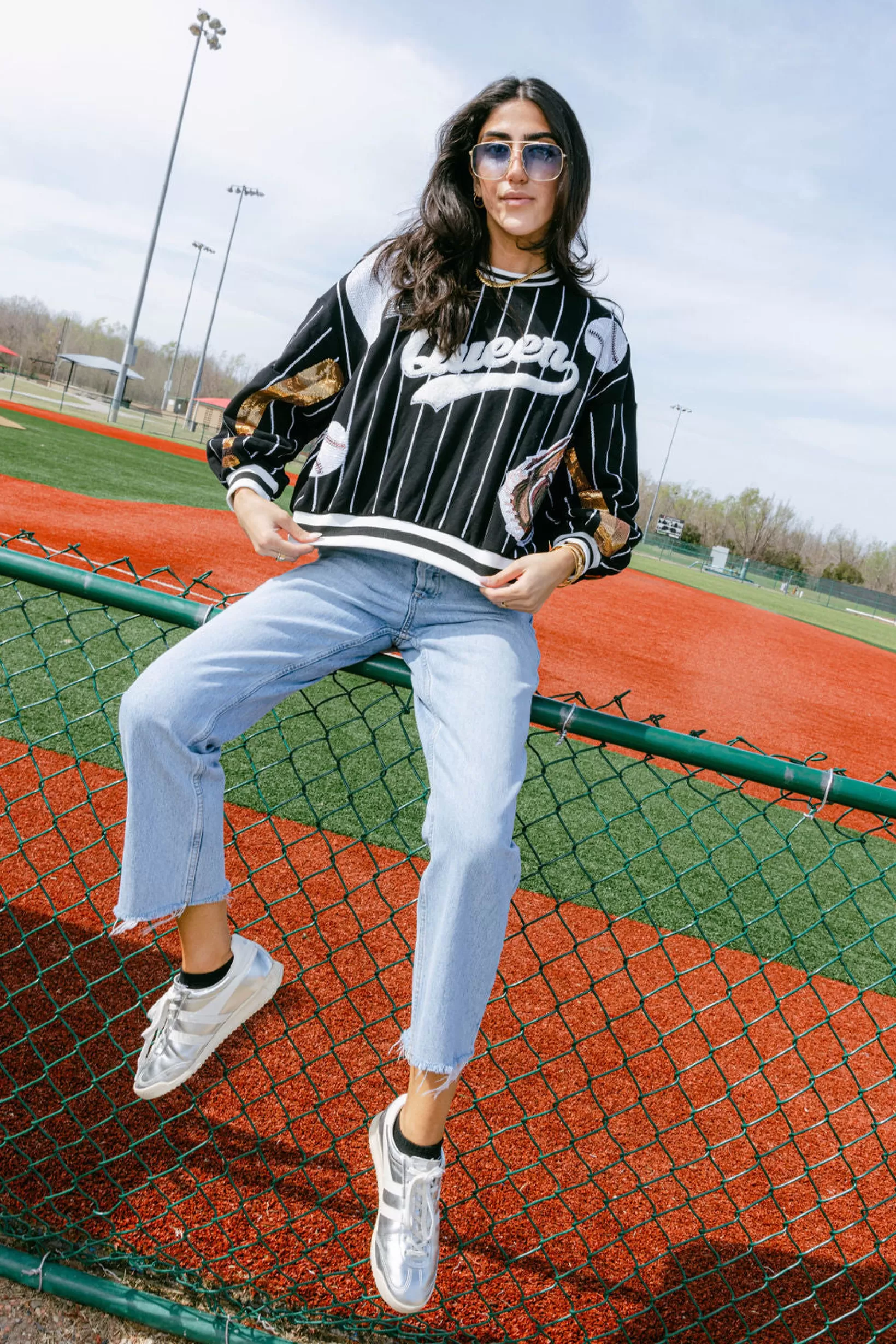 Sale Queen of Sparkles Batter Up Queen Sweatshirt Black