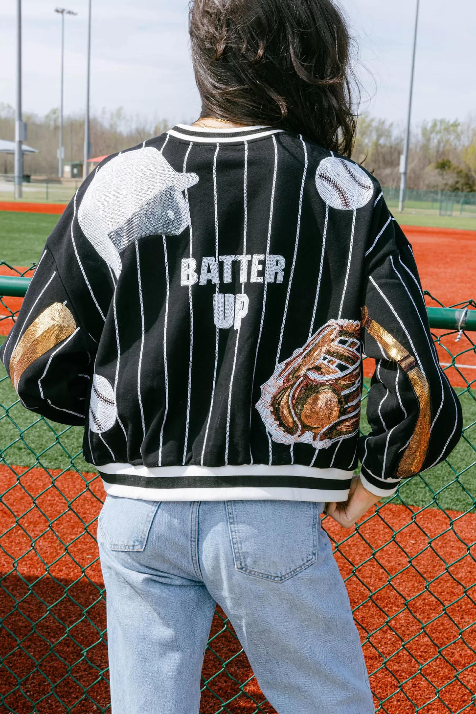 Sale Queen of Sparkles Batter Up Queen Sweatshirt Black