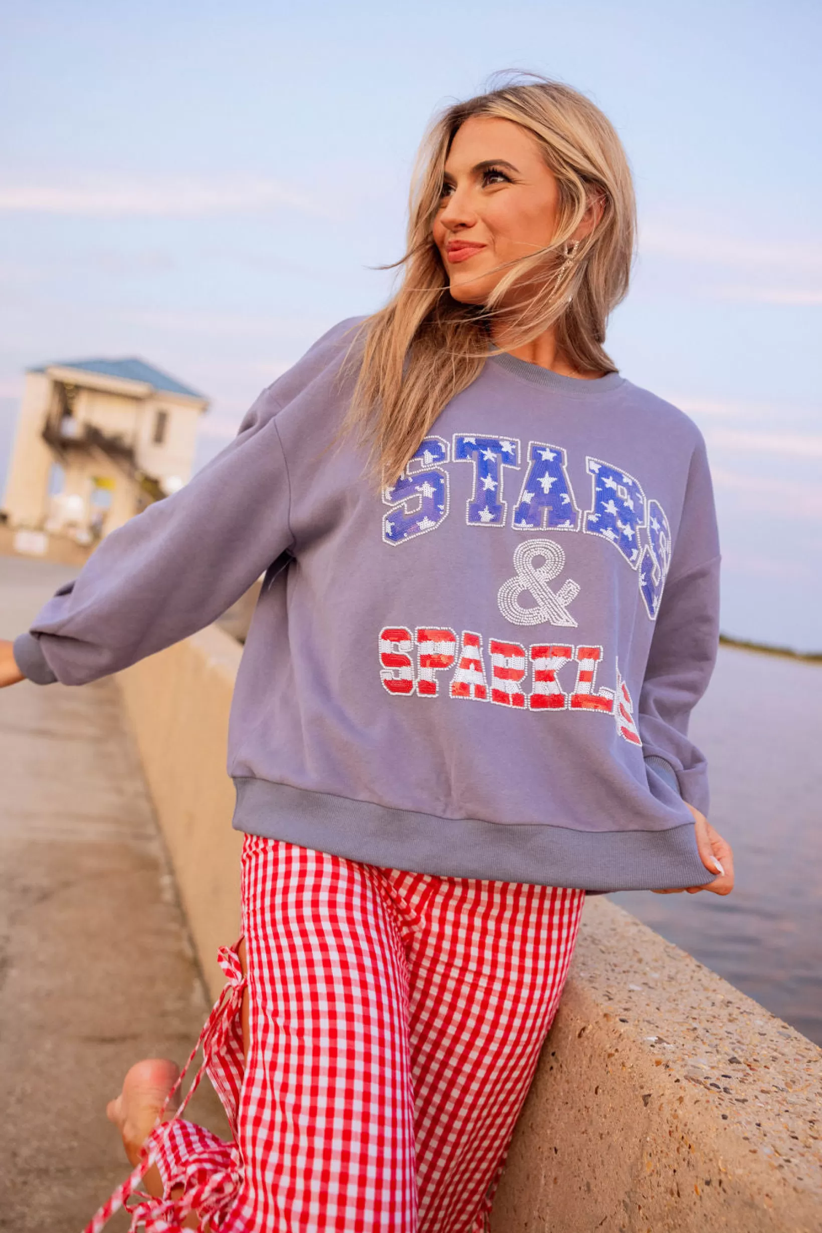 Clearance Queen of Sparkles 'Stars & Sparkles' Sweatshirt Blue