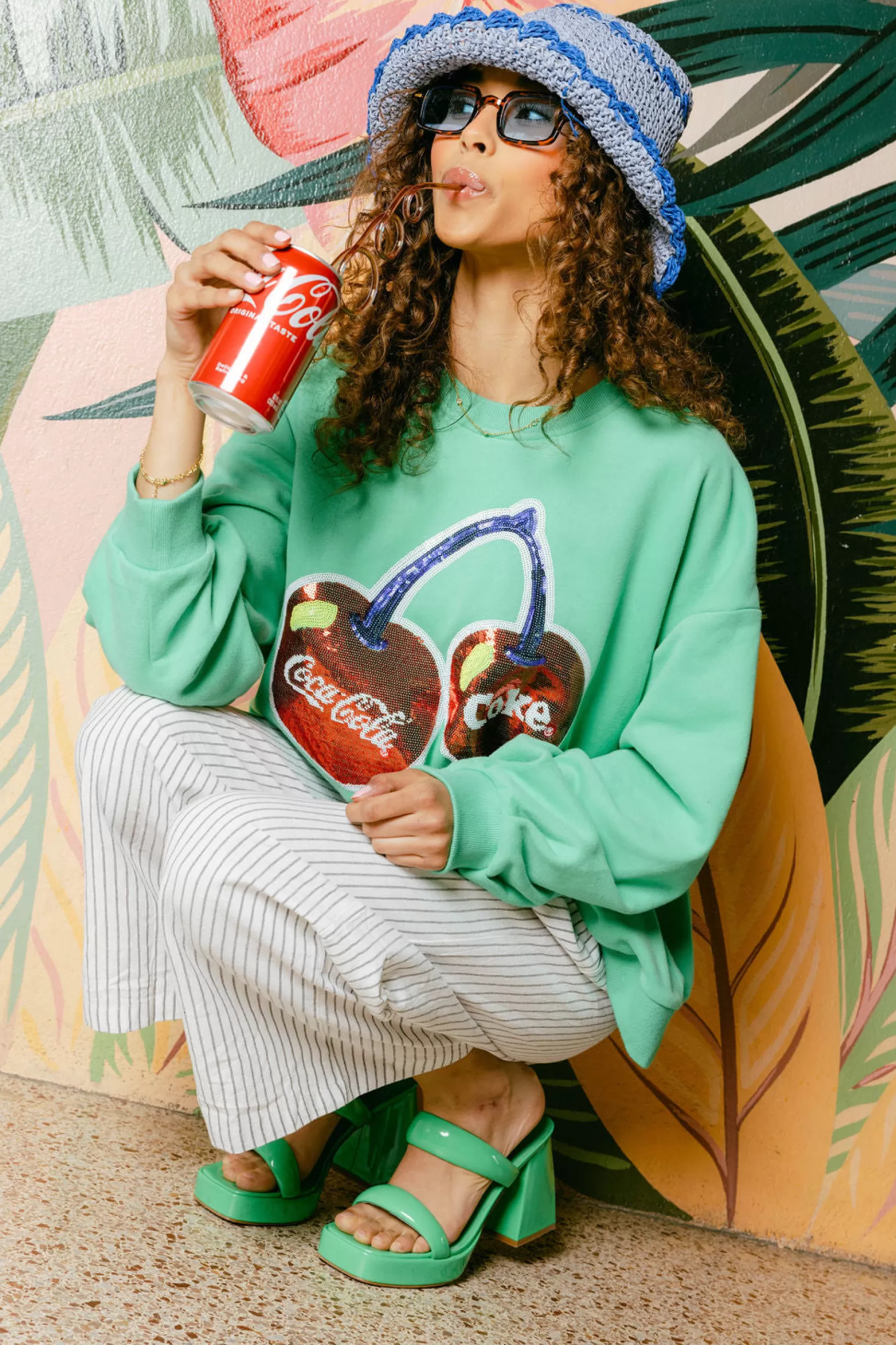 Online Queen of Sparkles Cherry Coca-Cola® Sweatshirt Green