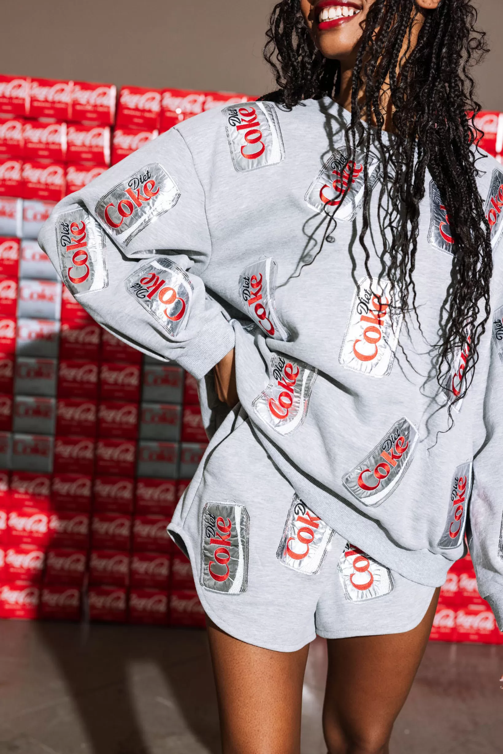 Store Queen of Sparkles Scattered Diet Coke® Can Short Grey