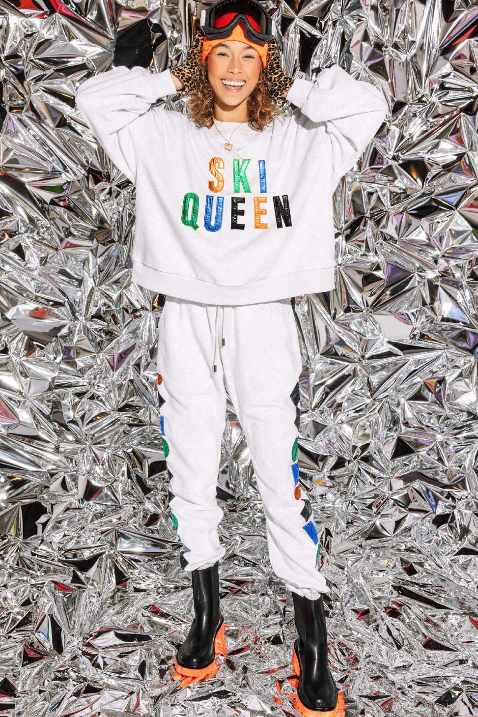 Shop Queen of Sparkles Ski Symbol Joggers Grey