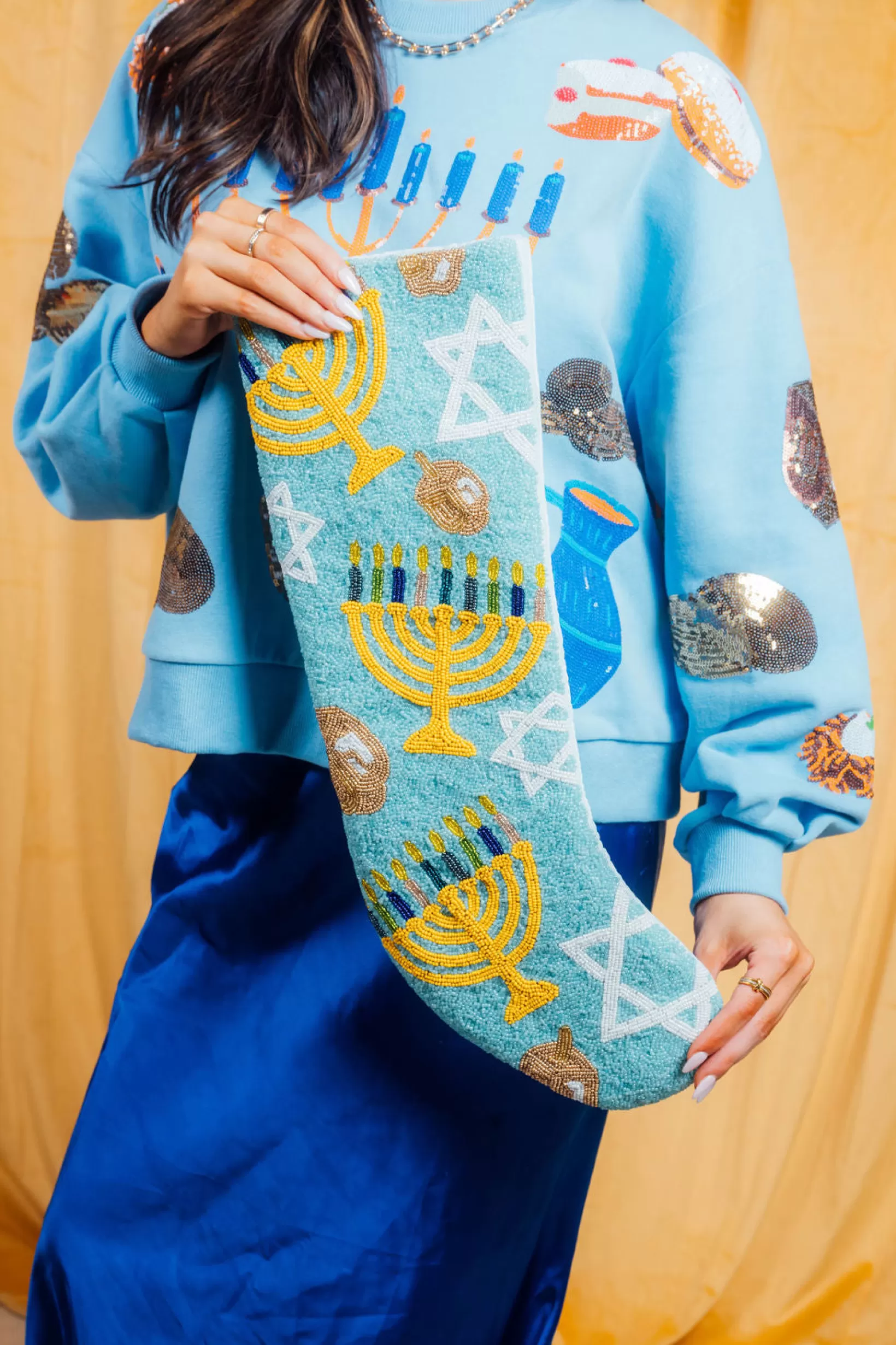 Sale Queen of Sparkles ITES x Sami Riccioli x Blue Hanukkah Stocking