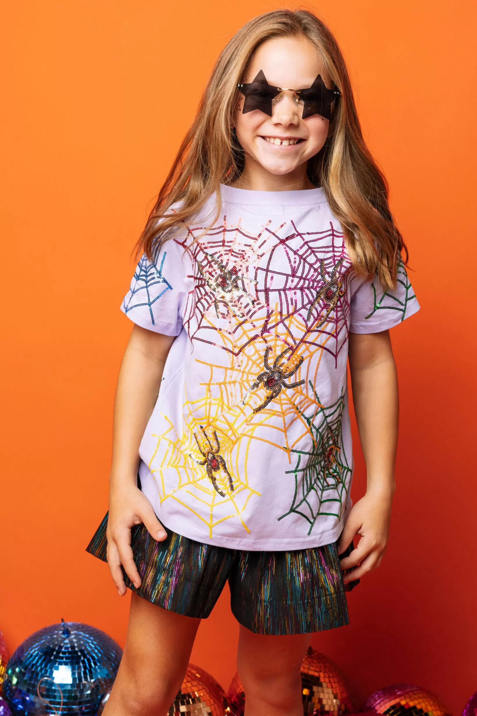 Store Queen of Sparkles Kids Spider Tee Lavender