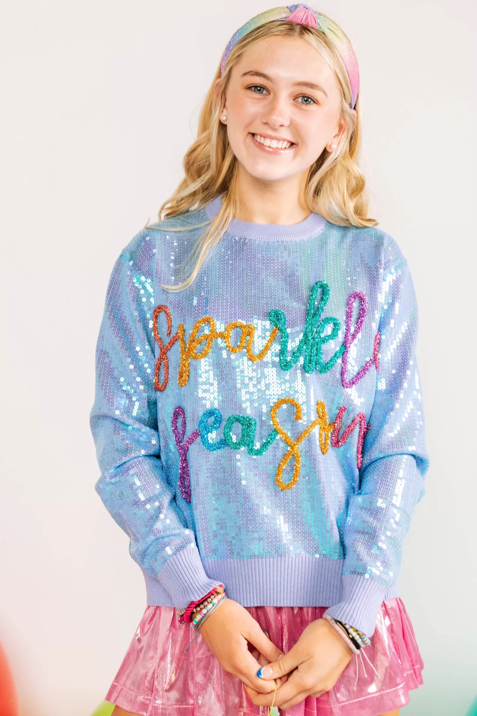 Best Queen of Sparkles Kids Periwinkle Sparkle Season Sweater