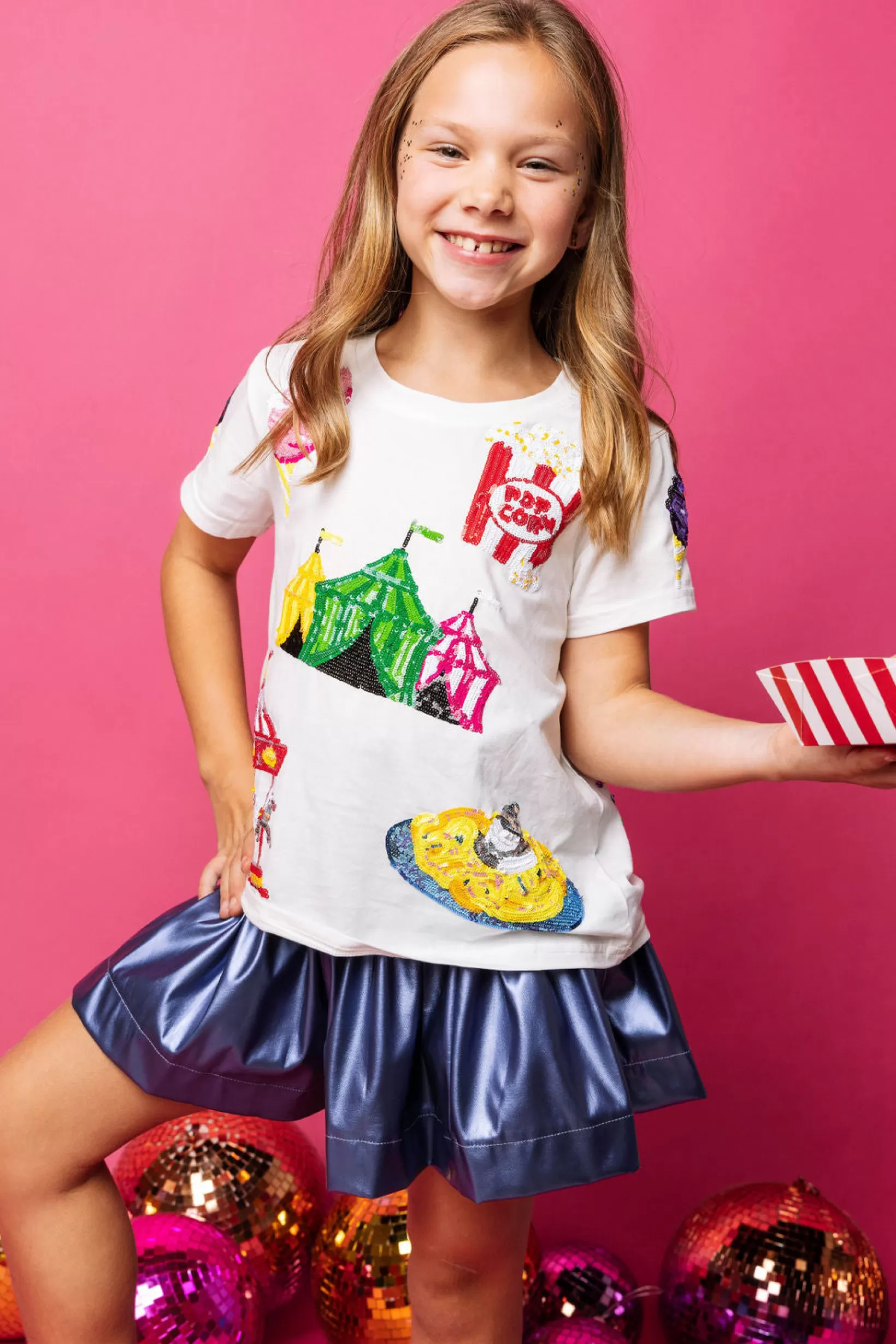 Hot Queen of Sparkles Kids Fair Icon Tee White