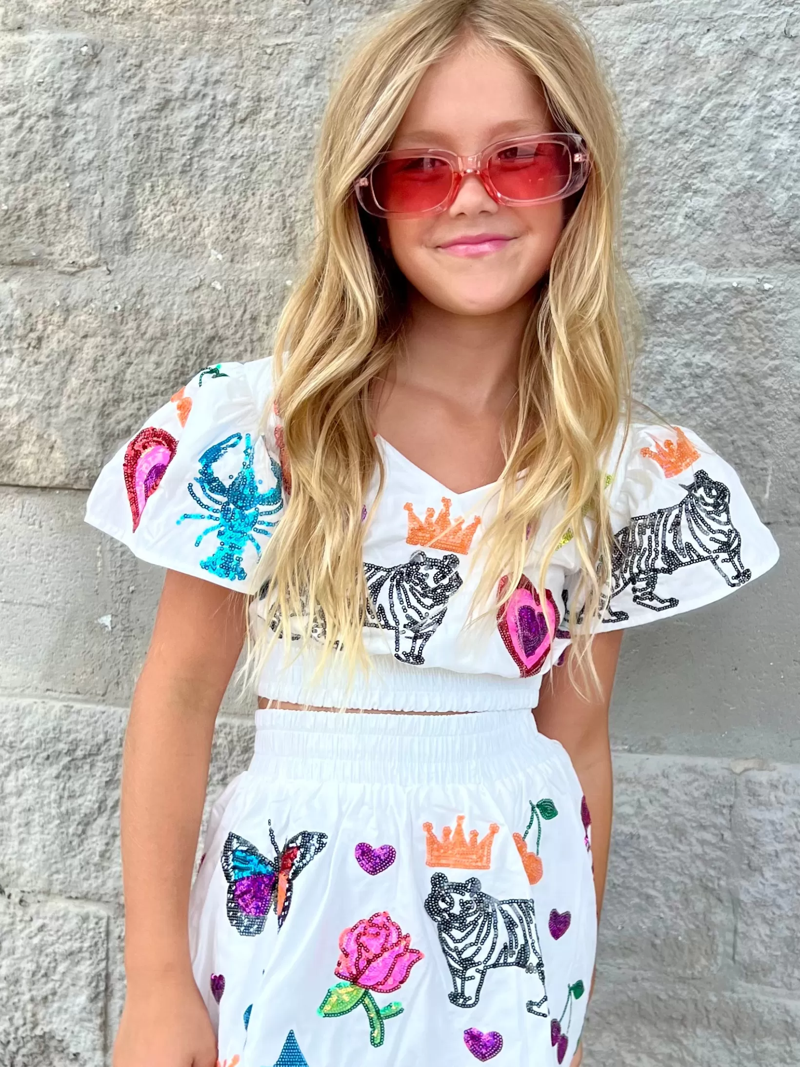 Flash Sale Queen of Sparkles Kids Icon Short Sleeve Top White