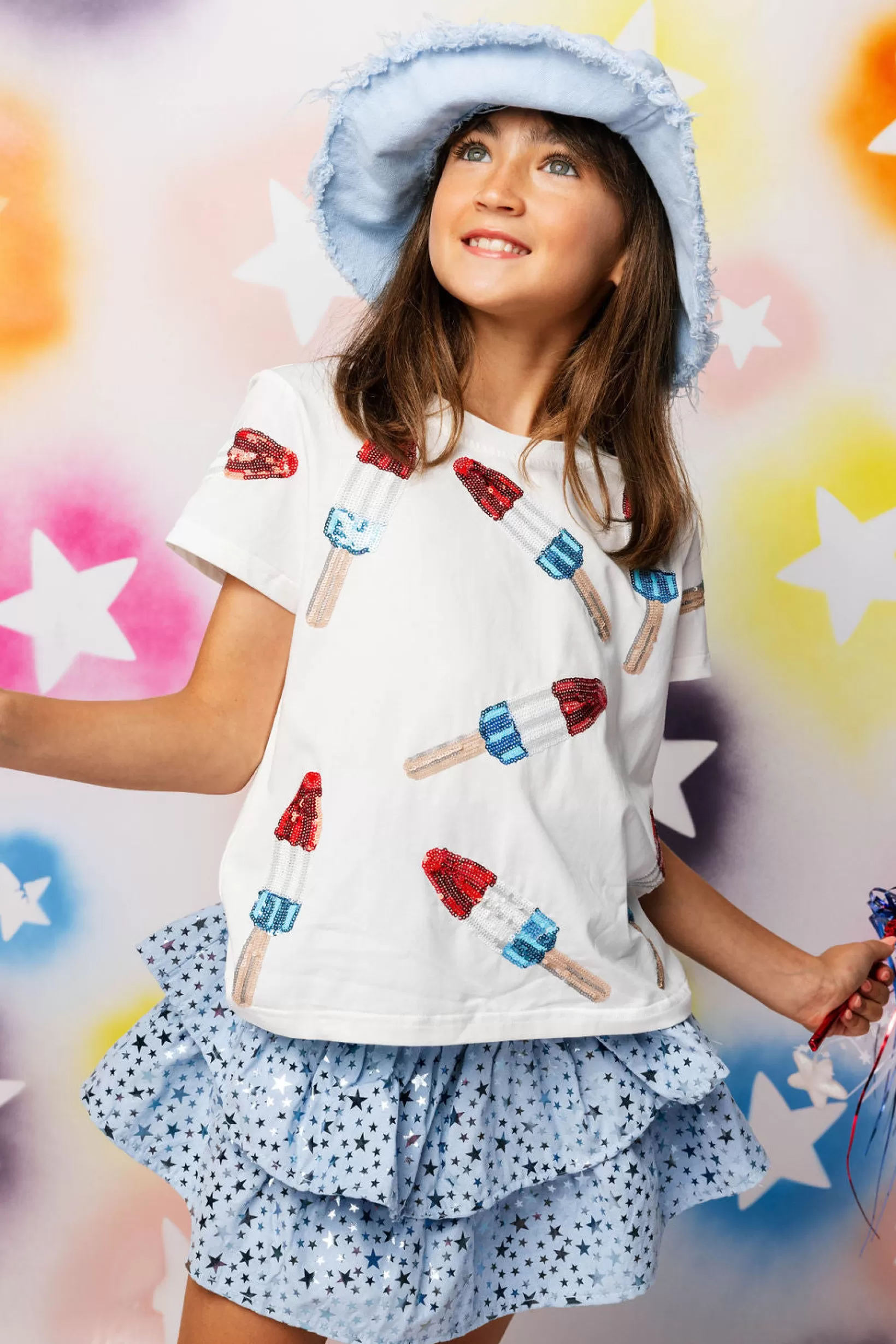 Shop Queen of Sparkles Kids Scattered Bomb Pop Tee White