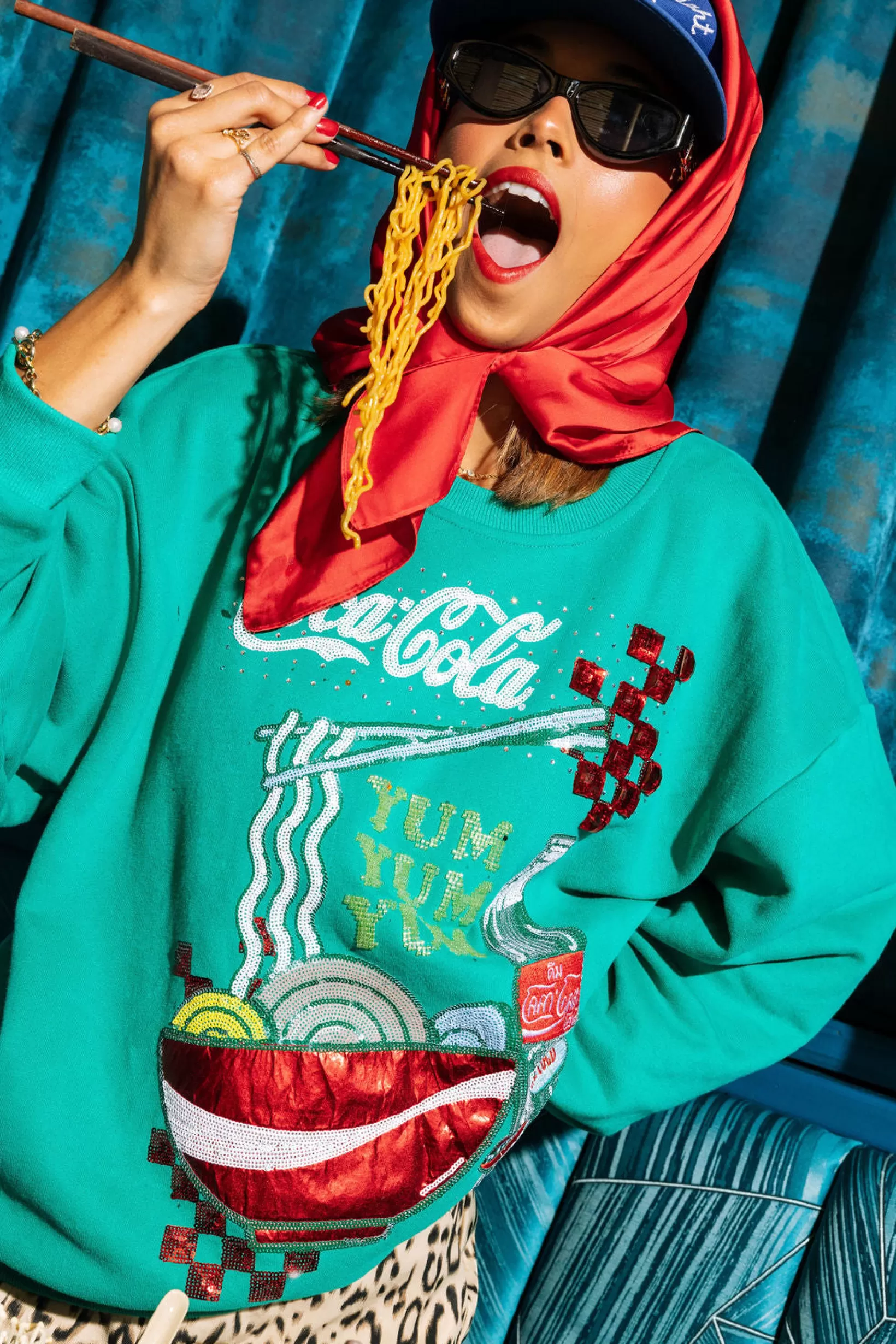 Clearance Queen of Sparkles Licensed- Ramen Coca-Cola Sweatshirt Green