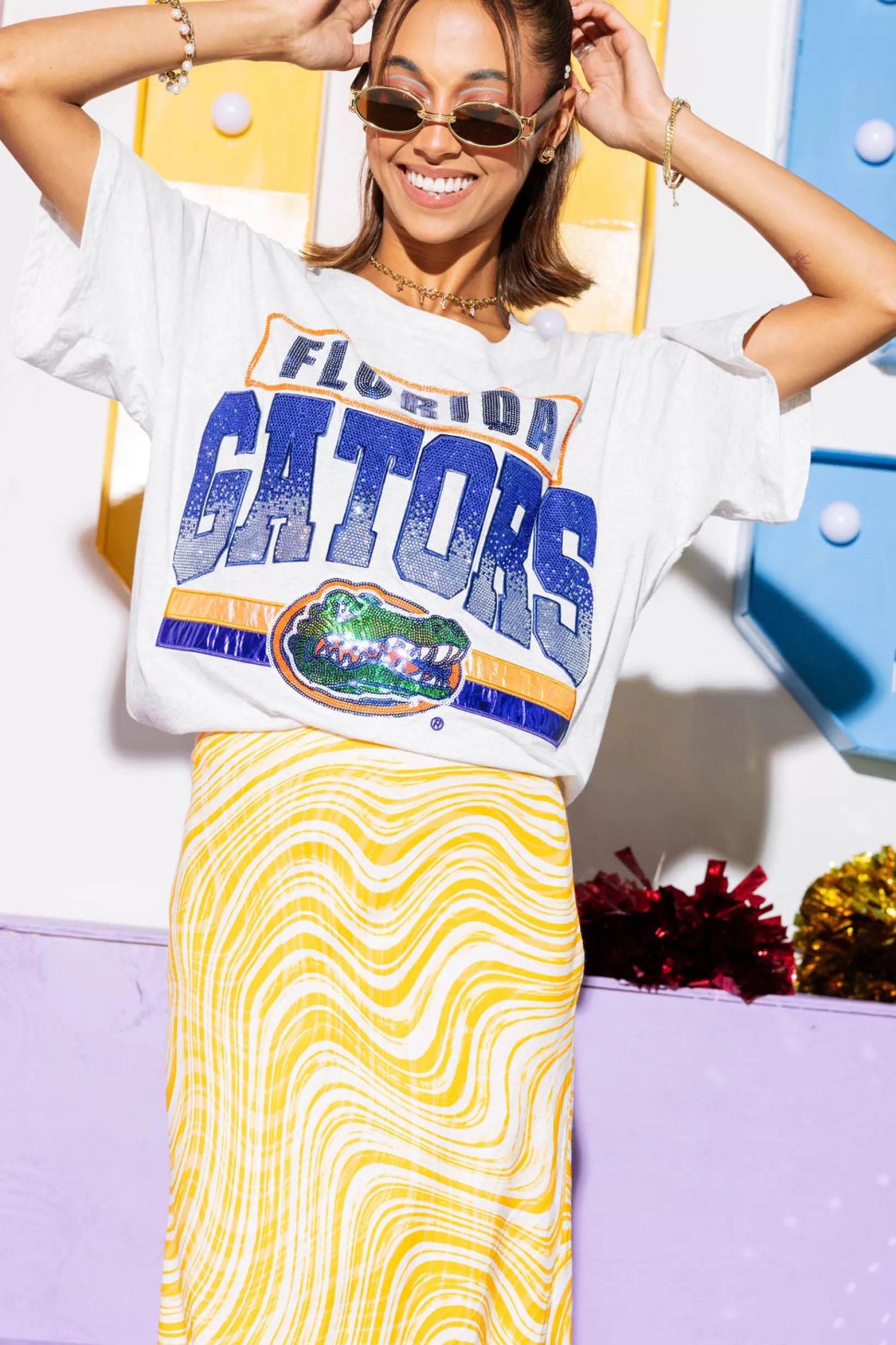 Best Queen of Sparkles Licensed 'Florida Gators' Vintage Tee Grey