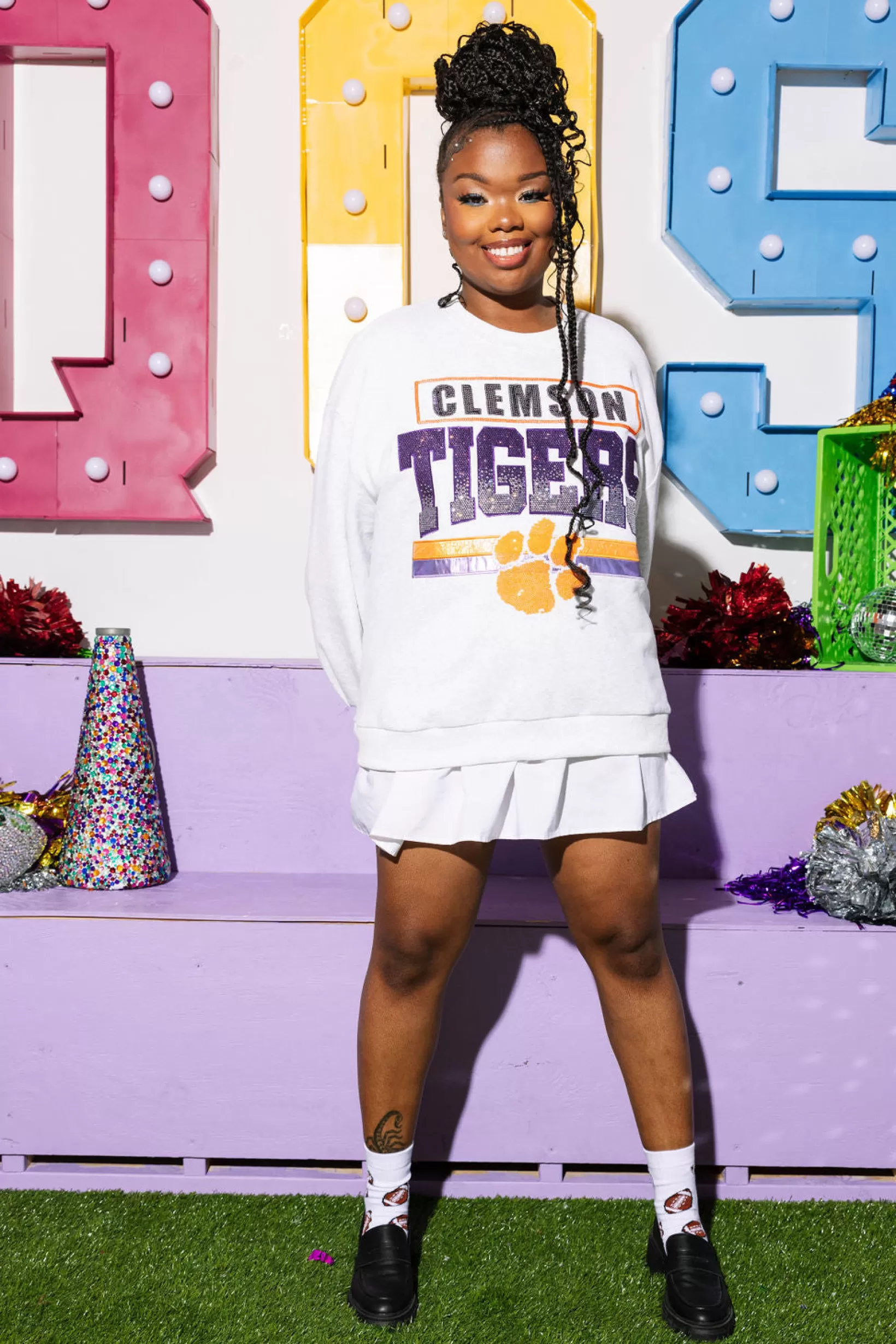 Sale Queen of Sparkles Licensed- 'Clemson Tigers' Vintage Sweatshirt Grey