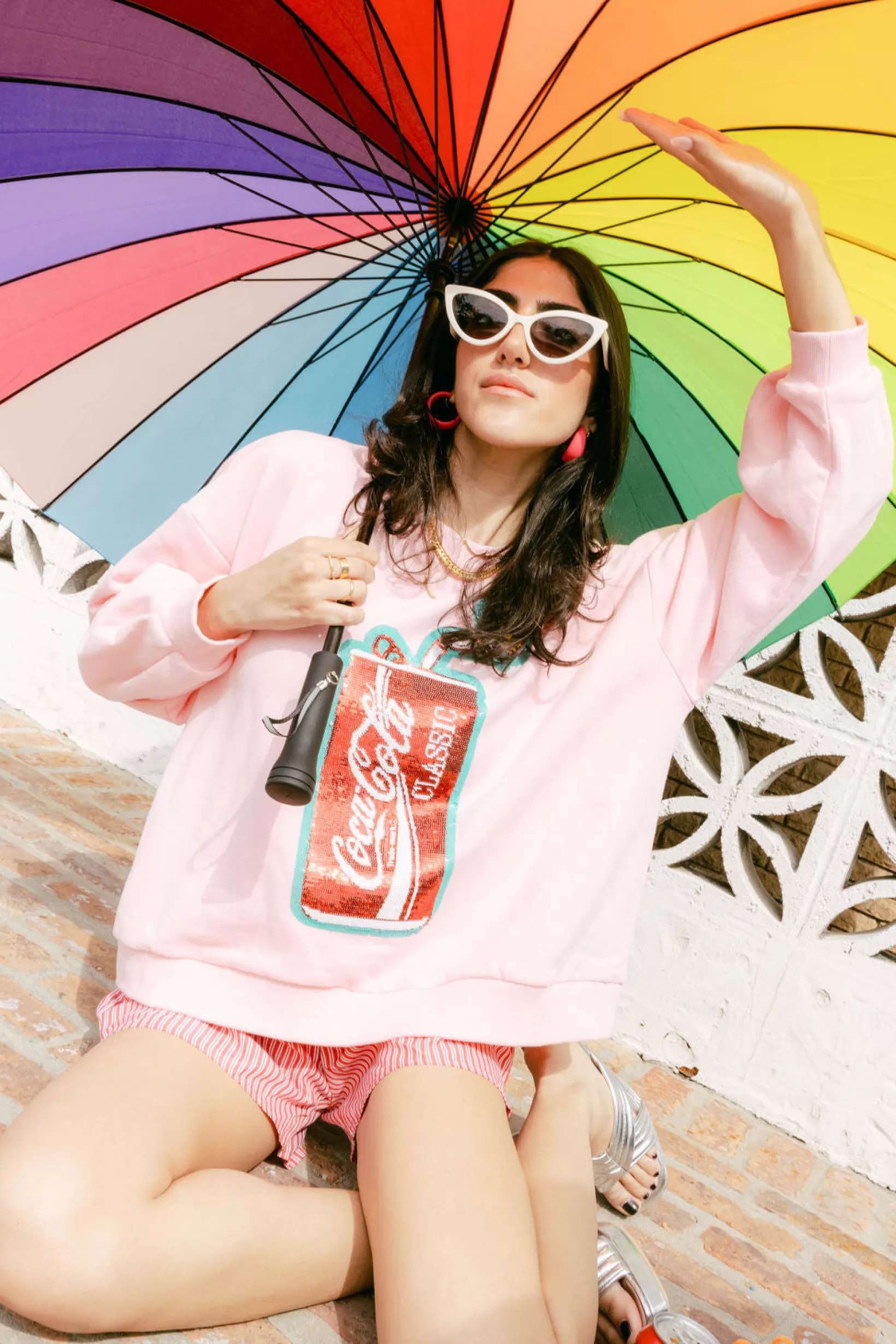 New Queen of Sparkles Butterfly & Coca-Cola® Can Sweatshirt Light Pink