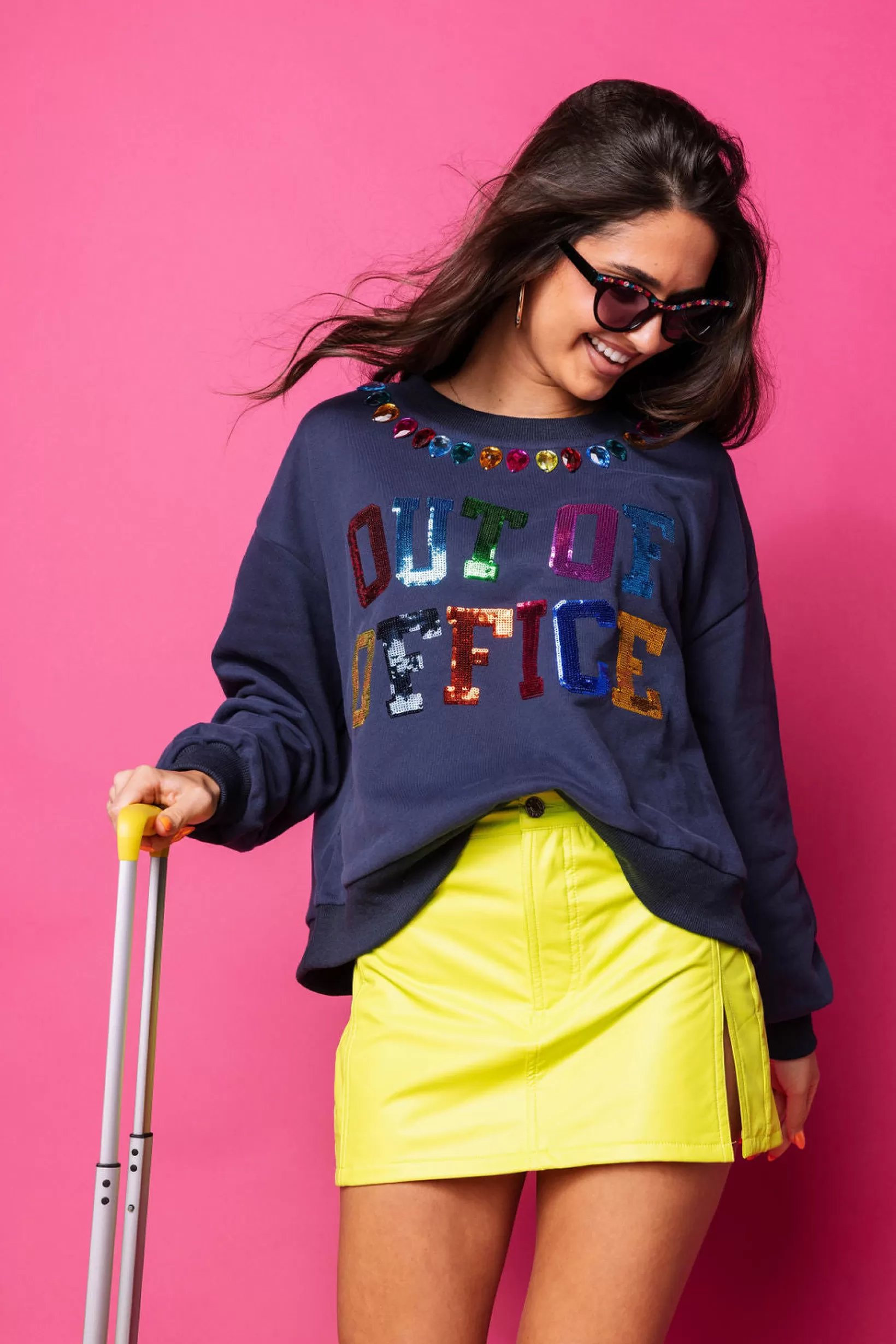 Fashion Queen of Sparkles & Multi Out of Office Sweatshirt Navy