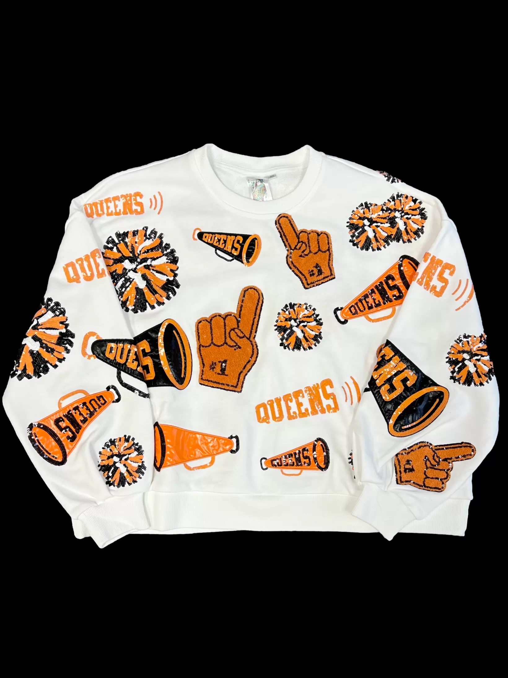 Best Queen of Sparkles Orange & Black Cheers Queen Icon Sweatshirt