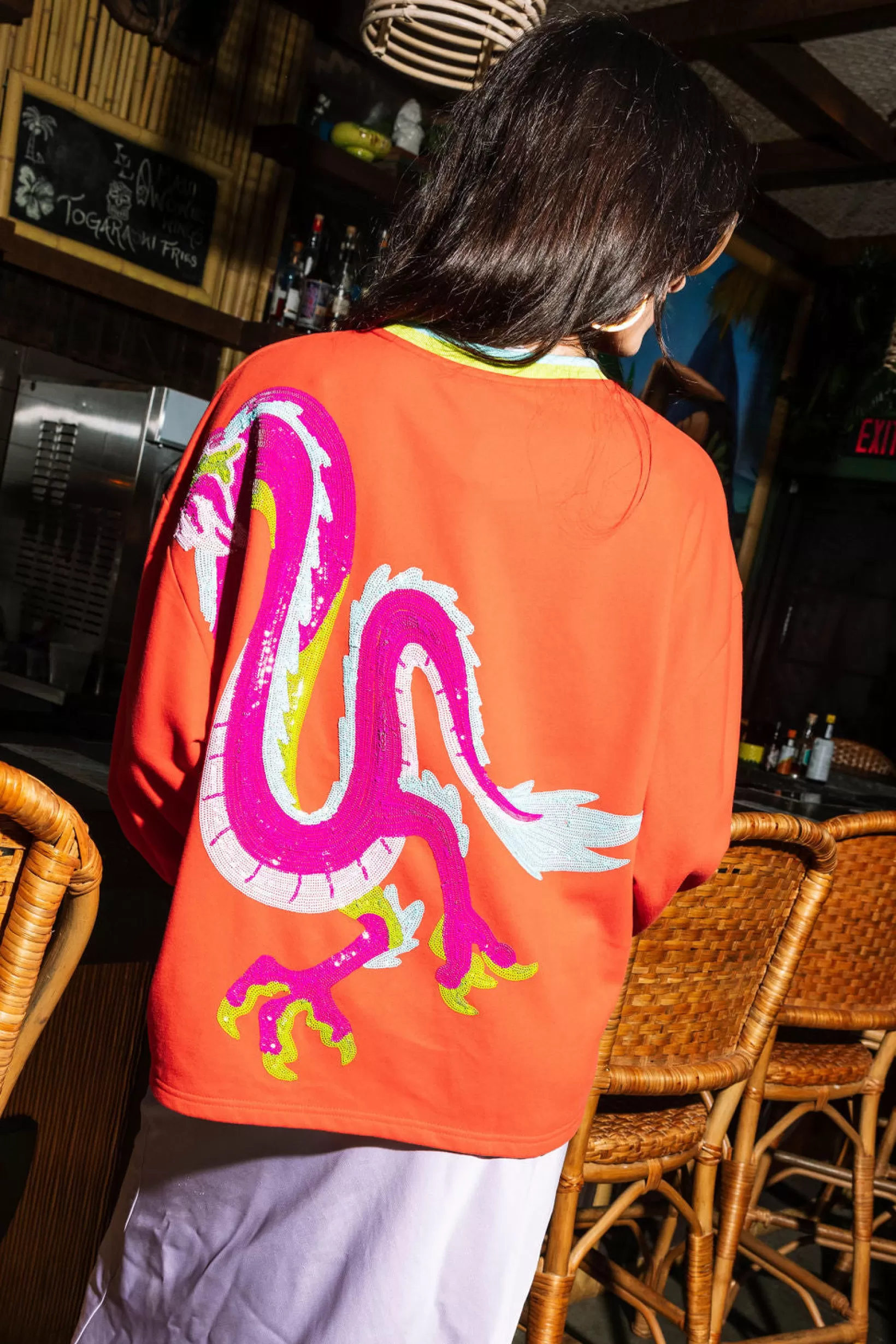 Online Queen of Sparkles Multi Dragon Sweatshirt Orange