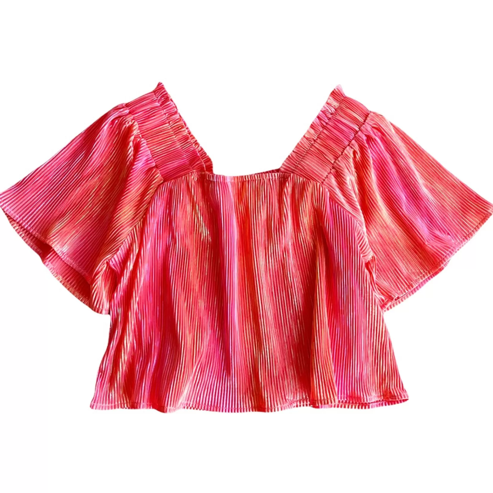 Clearance Queen of Sparkles Flutter Top Peach Pleat