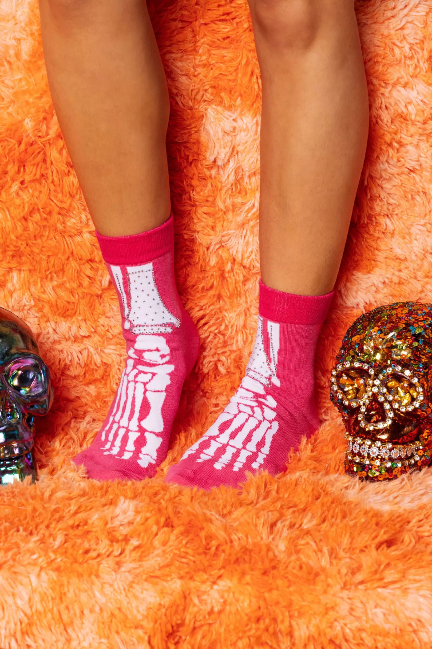 Cheap Queen of Sparkles & White Skeleton Socks Pink