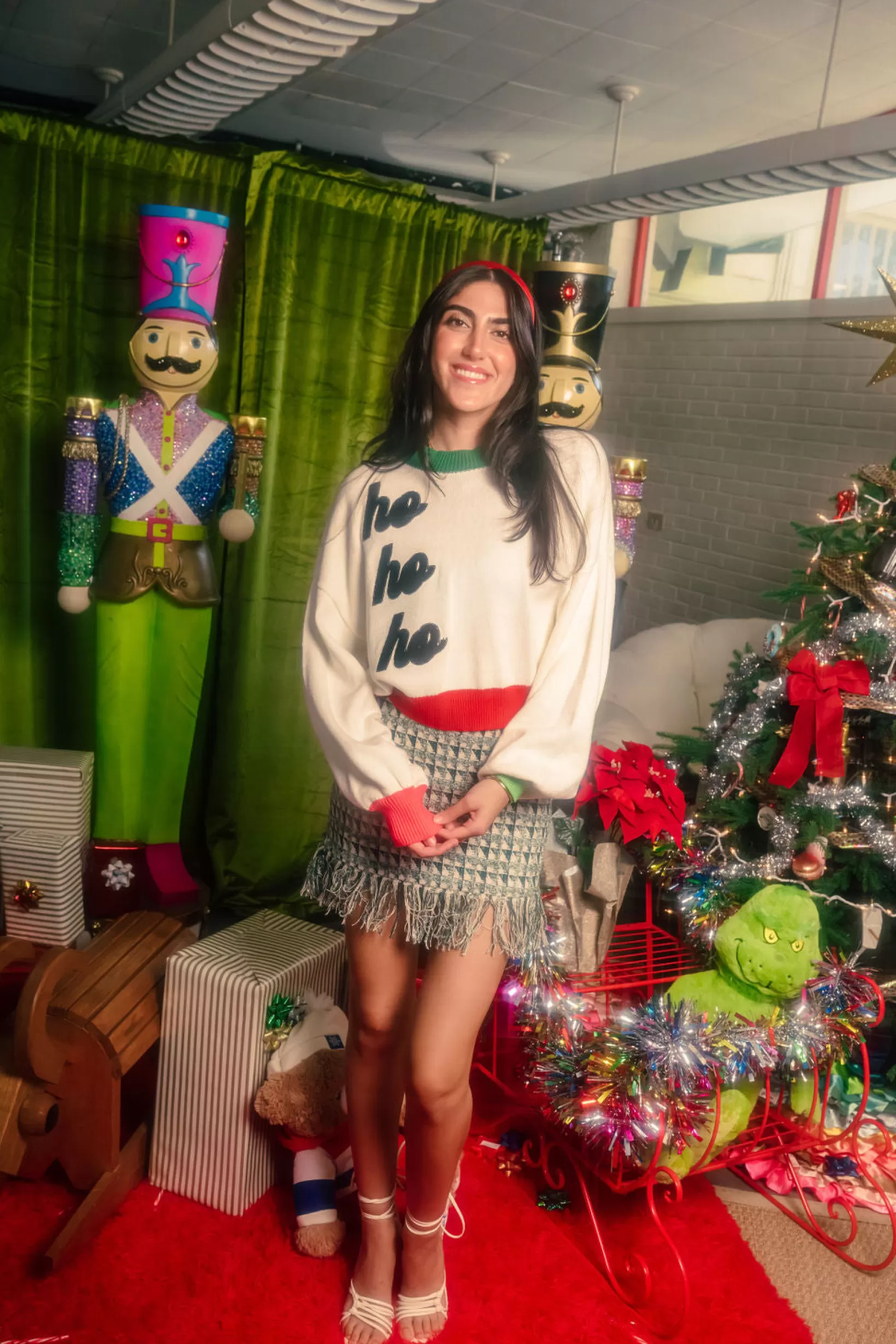 Shop Queen of Sparkles Red, & Green Colorblock 'Ho Ho Ho' Sweater White