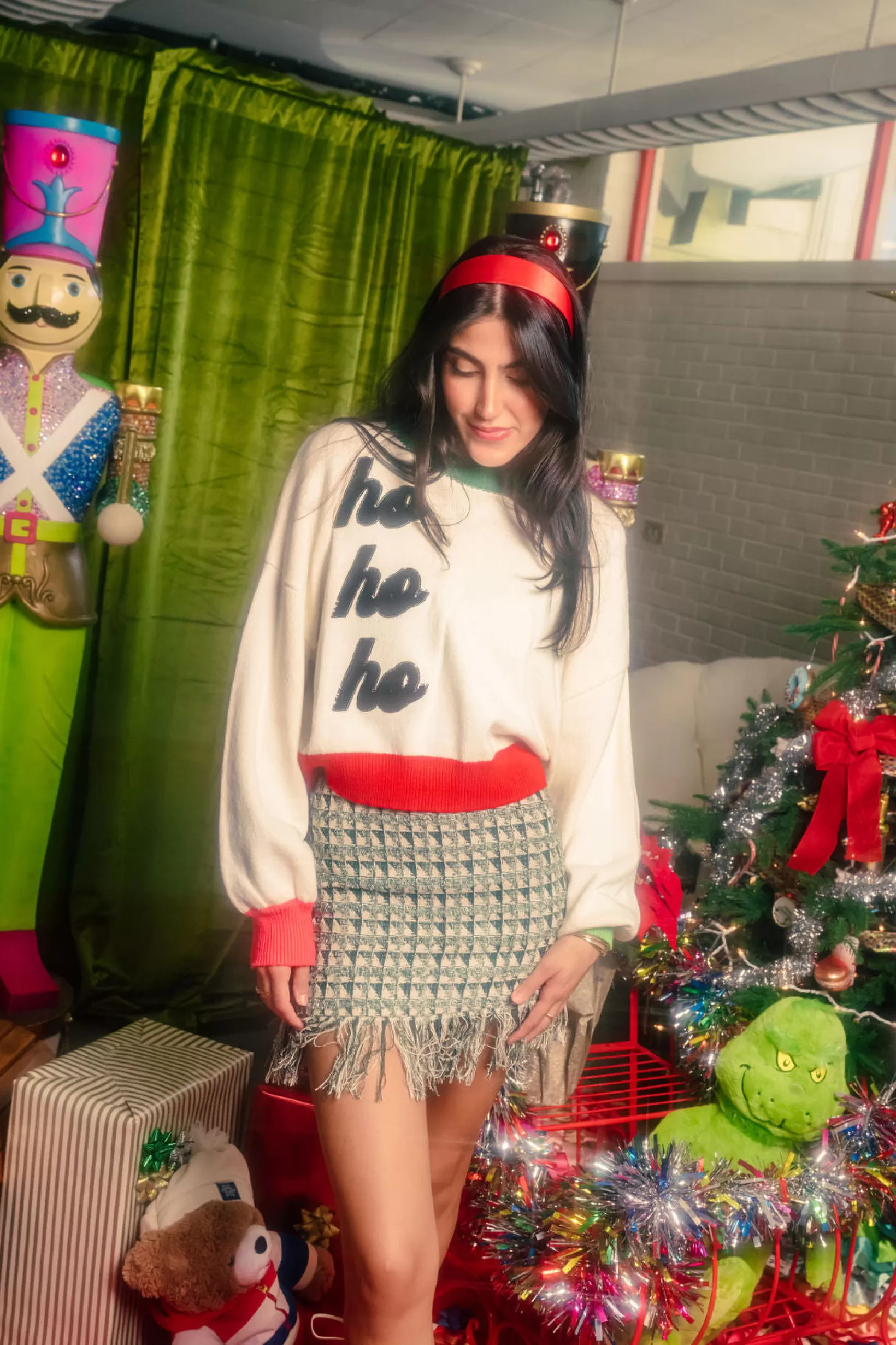 Shop Queen of Sparkles Red, & Green Colorblock 'Ho Ho Ho' Sweater White