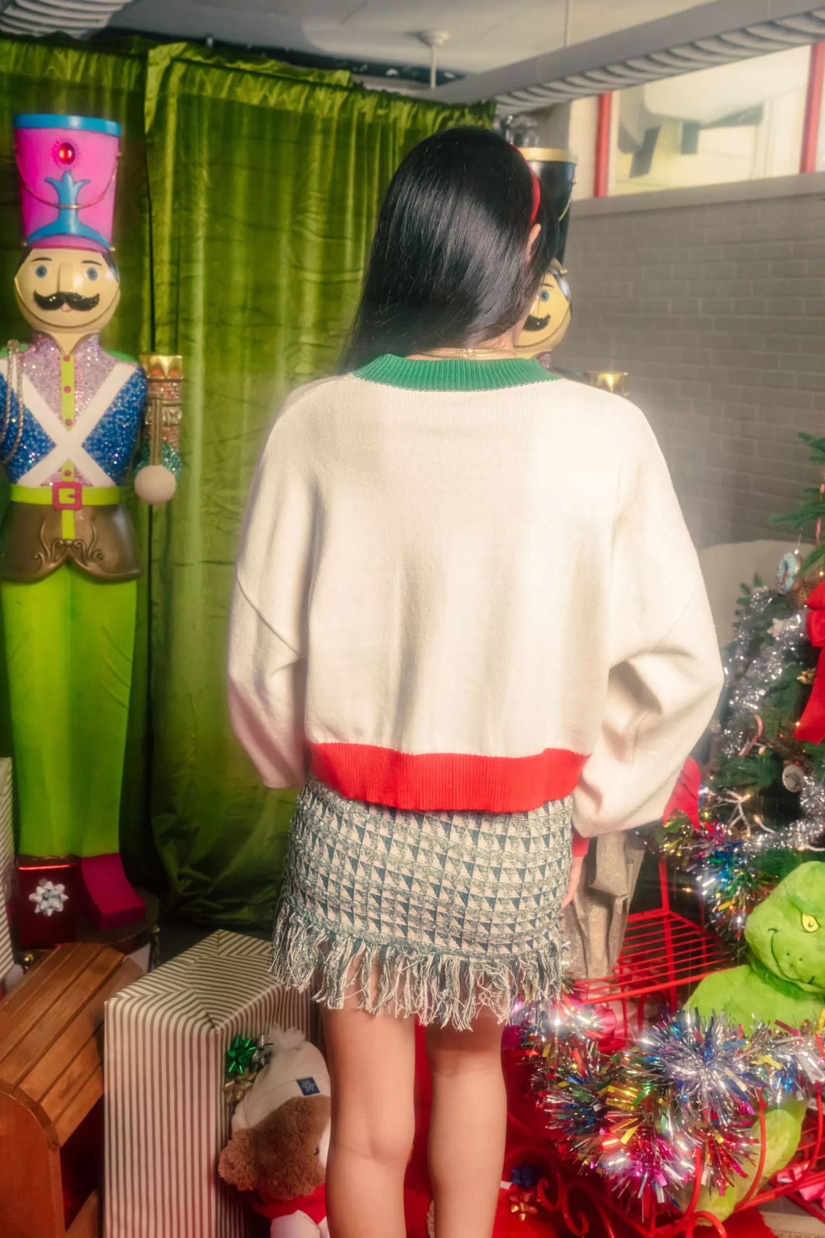 Shop Queen of Sparkles Red, & Green Colorblock 'Ho Ho Ho' Sweater White