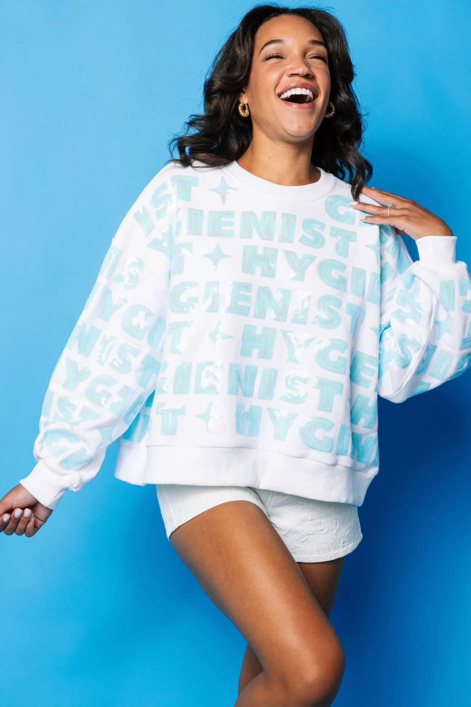 Sale Queen of Sparkles & Mint 'Dentist Hygienist' Sweatshirt White