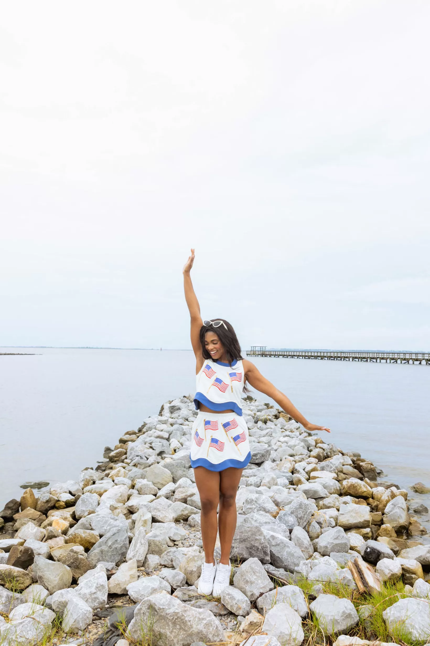 Online Queen of Sparkles & Navy American Flag Skirt White