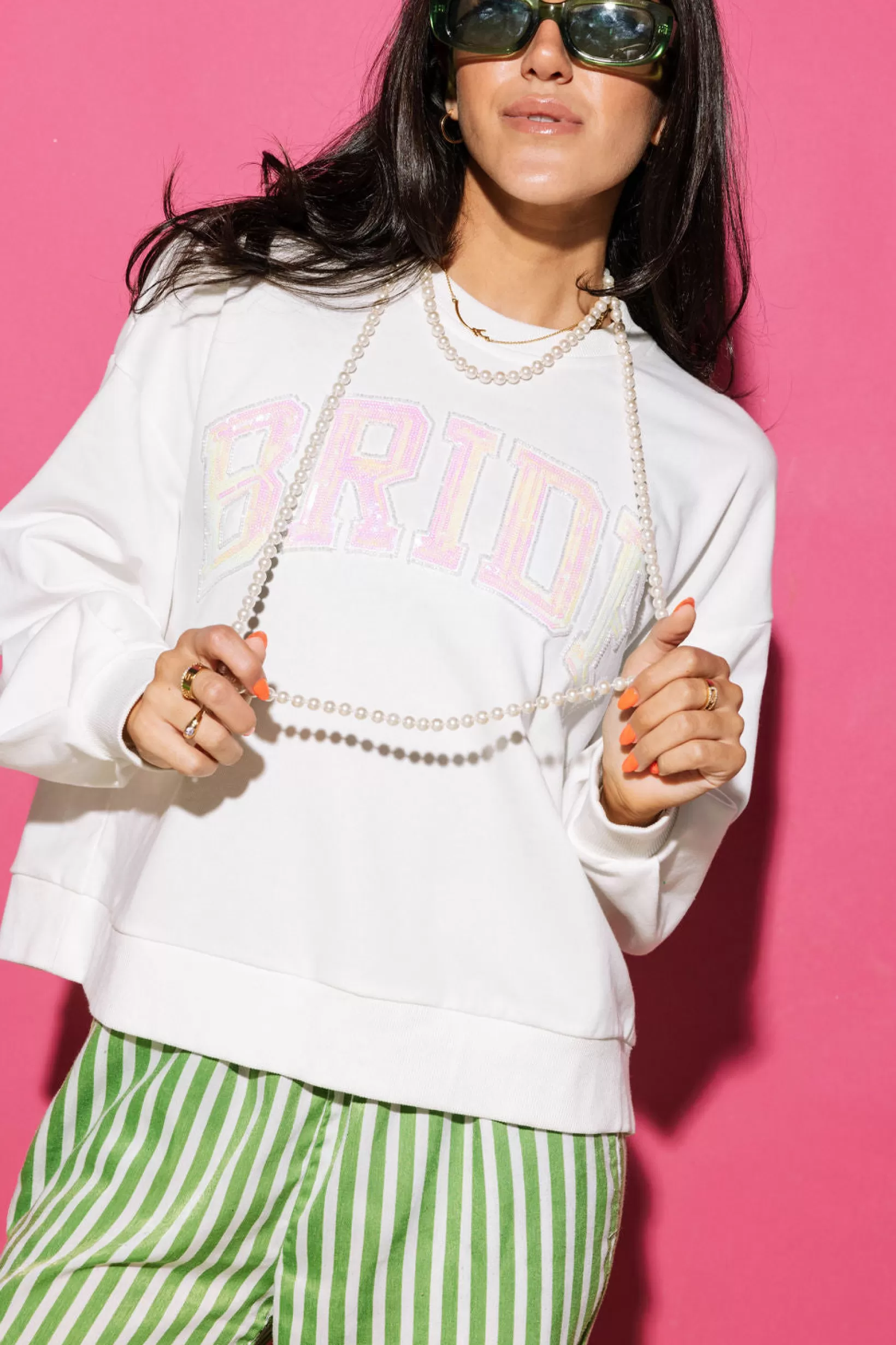 Clearance Queen of Sparkles 'Bride' Sweatshirt White