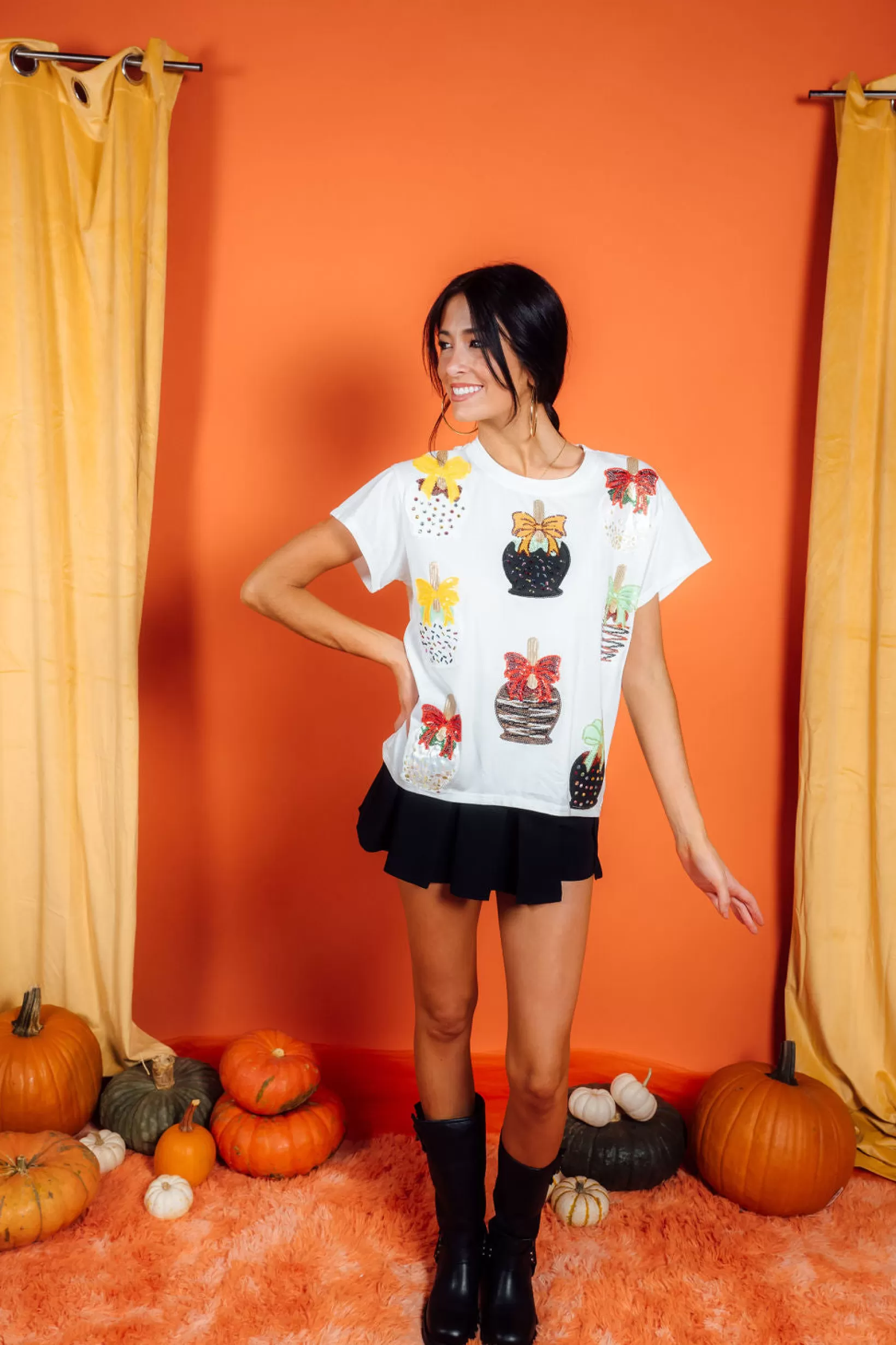 Discount Queen of Sparkles Candy Apple Tee White