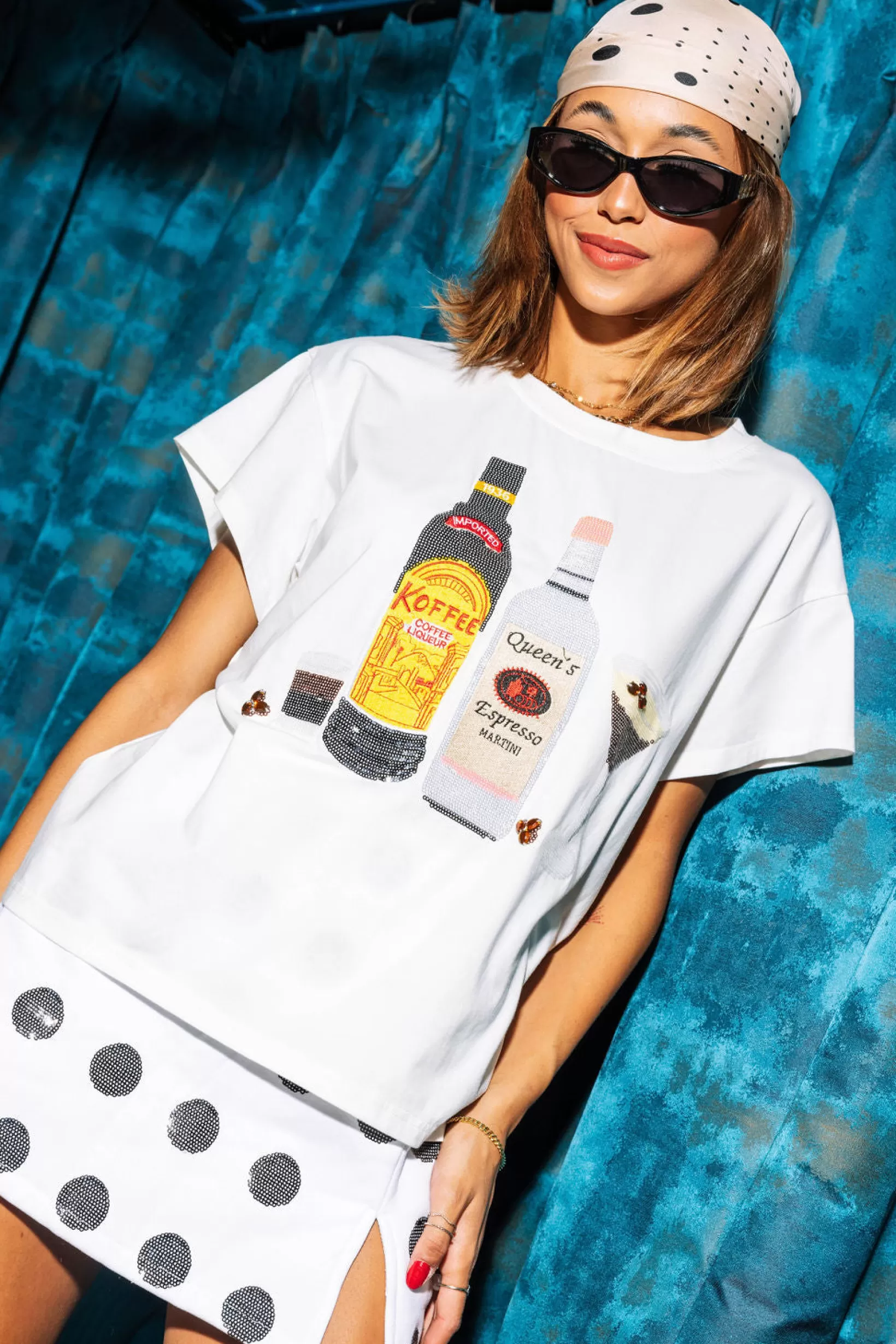 Cheap Queen of Sparkles Espresso Martini Tee White