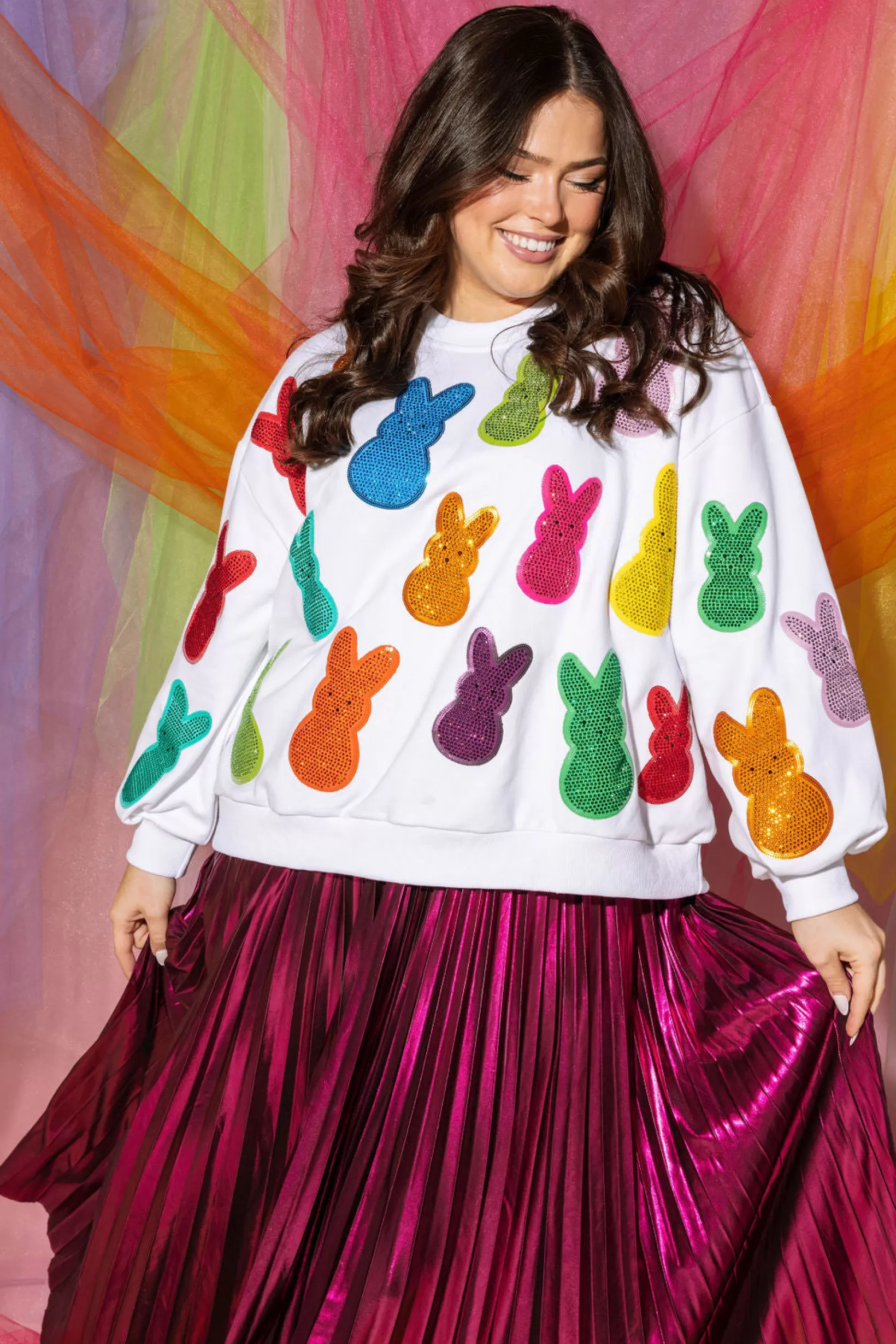 Shop Queen of Sparkles Multi Peeps Sweatshirt White