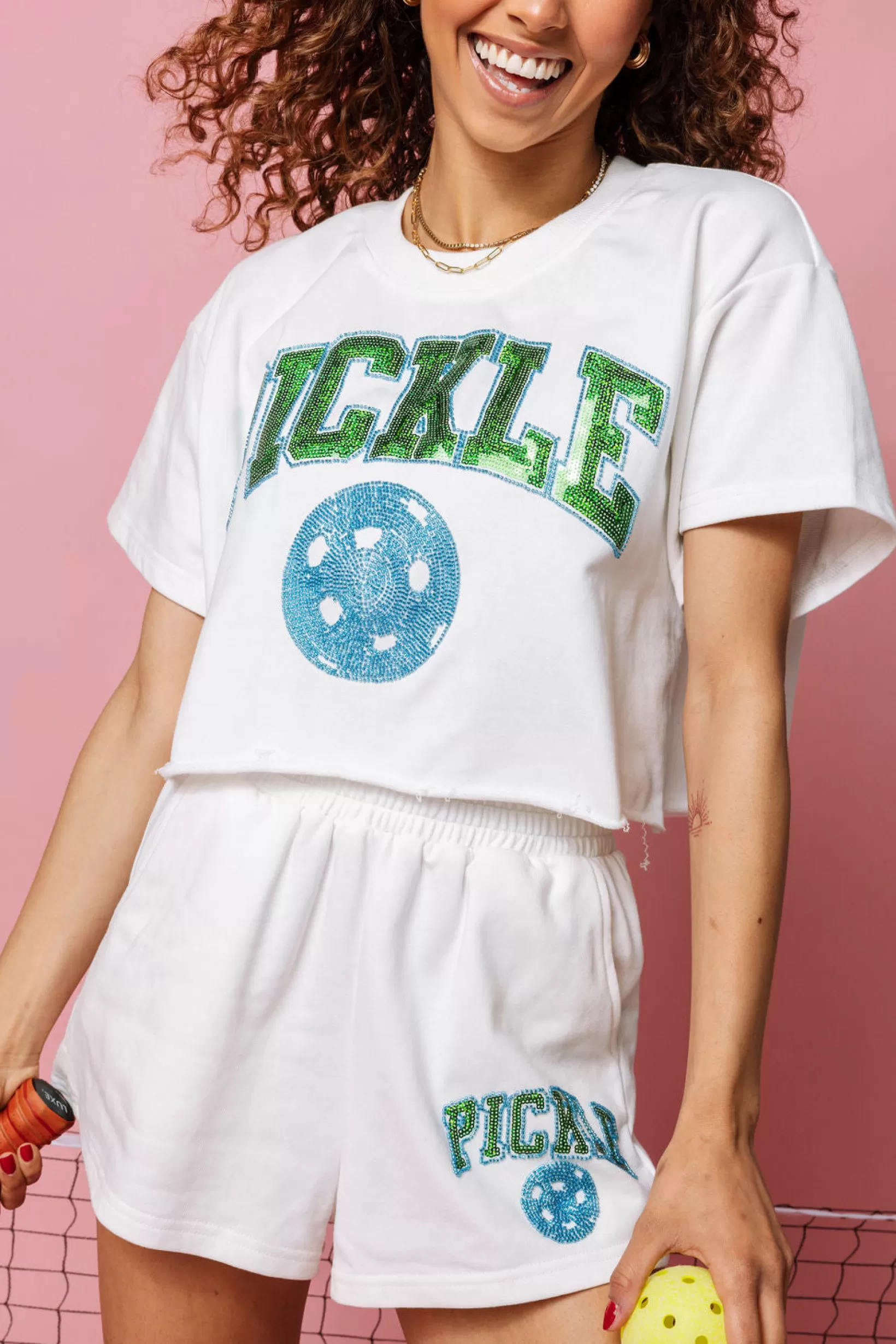 Fashion Queen of Sparkles Pickle Ball Short White