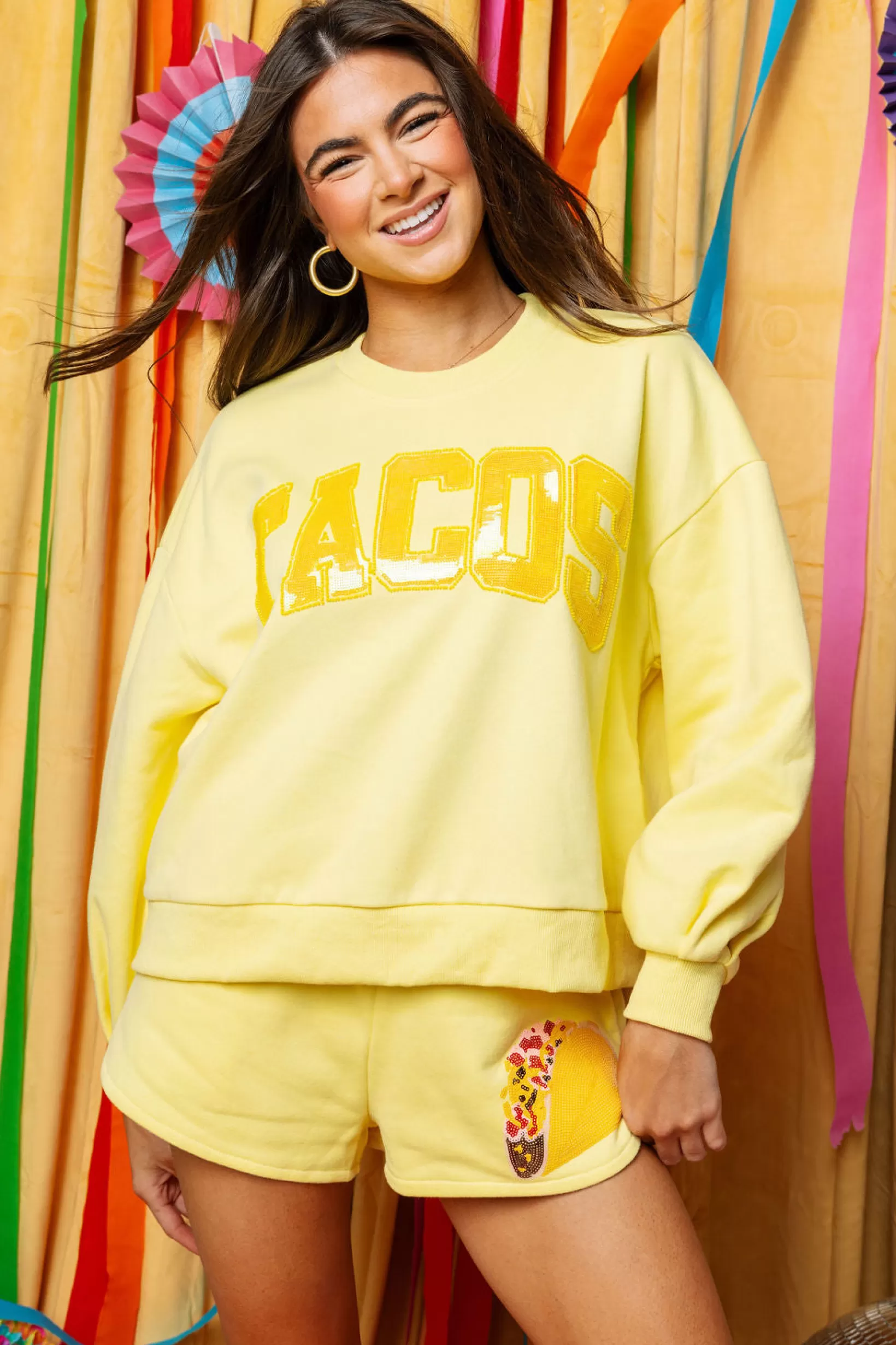 Hot Queen of Sparkles Taco Sweatshirt Yellow