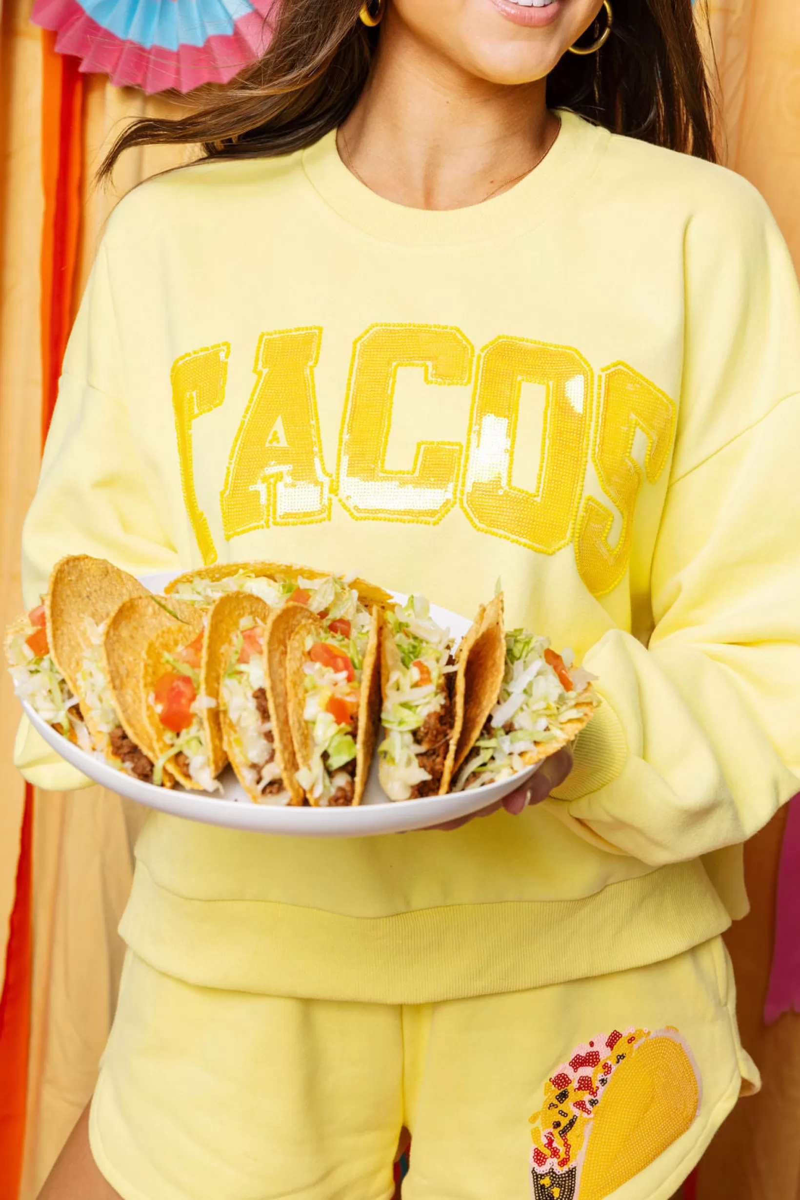 Hot Queen of Sparkles Taco Sweatshirt Yellow